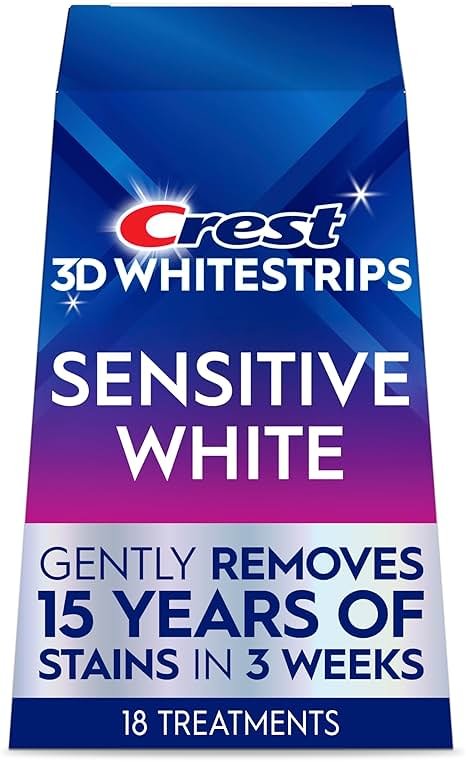 Crest 3D Whitestrips Sensitive White – Teeth Whitening Kit, 18 Treatments, Each with 1 Upper/1Lower, 36 Strips – Crest 3DWhite Teeth Whitening Strips - Product Image