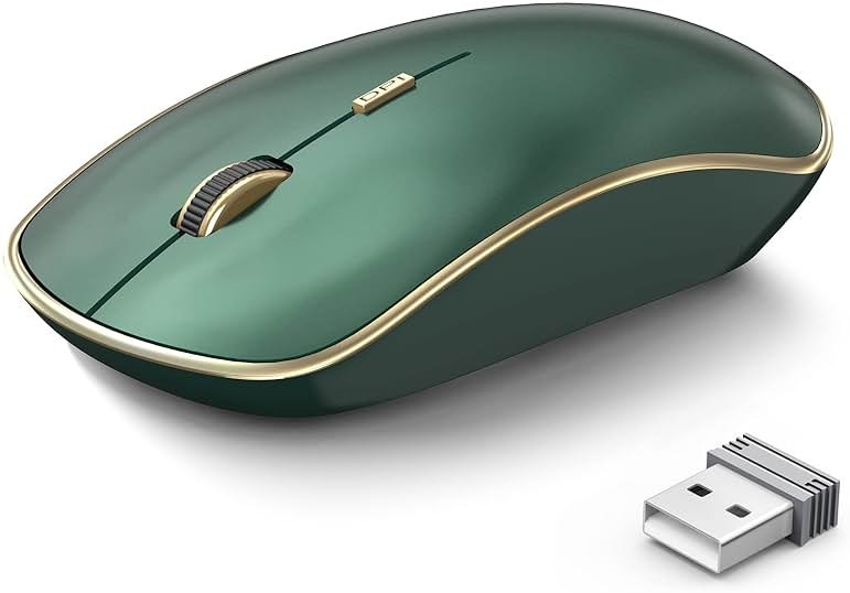 JOYACCESS 2.4G Slim Wireless Silent Mouse, Portable Wireless Computer Mouse with 5 Adjustable DPI Levels, USB Mice for Desktop, Notebook, MacBook, Chromebook, PC (Green) - Product Image