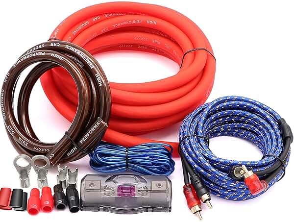 0 Gauge CCA Amplifier Wiring Kit 3000W Complete - Copper Clad Aluminum Car Audio Power Cable with Fuse Holder & RCA | for Subwoofer Amp Install - Product Image