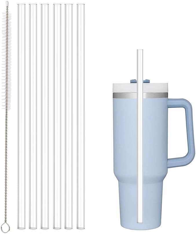Beonsky Replacement Straw Compatible with Stanley 40 oz 30 oz Cup Tumbler, 6 Pack Reusable Straw with Cleaning Brush, Plastic, Clear - Product Image