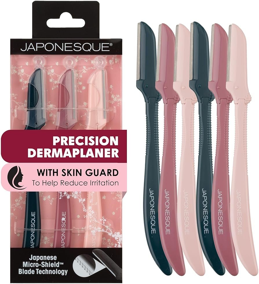 JAPONESQUE Precision Dermaplaner Facial Razors – 2pk 6 Piece Set, Eyebrow and Facial Hair Single Blade Razors for Women and Men, 2pk, 6ct. - Product Image