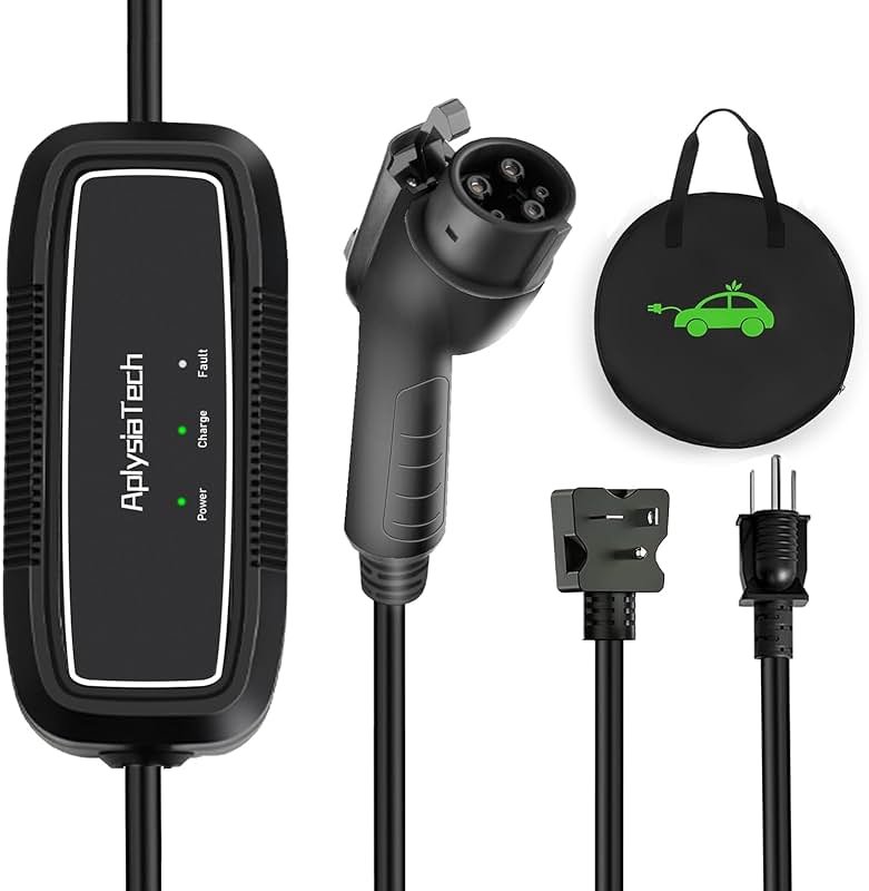 AplysiaTech Level 1+2 EV Charger, 16Amp 110-240V, Portable SAE J1772 Electric Car Chargers, Plug-in EV Charging Station for Home,21 Ft Level 2 Charger Cable NEMA 6-20Plug(Tesla Need Adapter) - Product Image