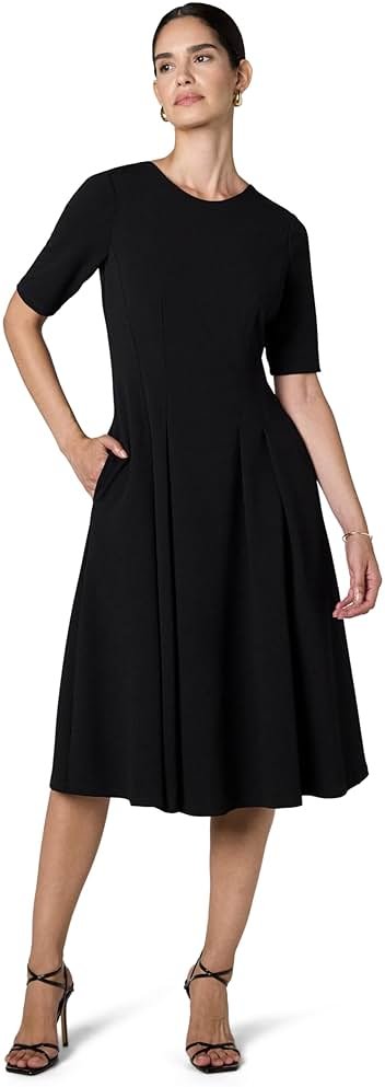 Maggy London Womens Short Sleeve Double Pleat Midi DressDress - Product Image