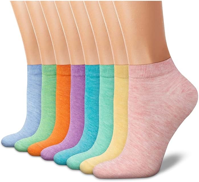 CHARKING 8 Pairs Ankle Socks for Women - Non Slip Cotton No Show Low Cut Casual Socks - Product Image