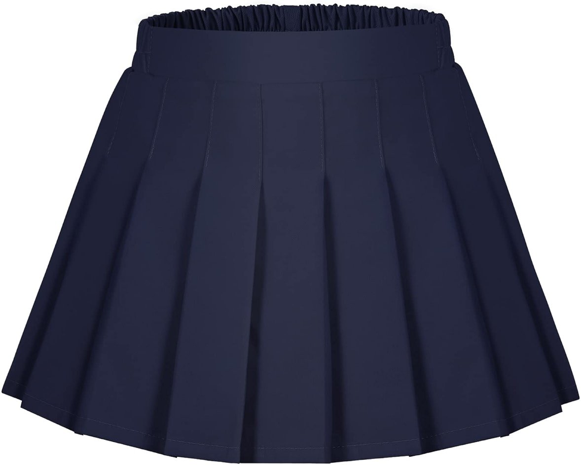 Auranso Girls Pleated Skirt Kids Tennis Elastic Waist Uniform Plaid Skirt 4-14 Y - Product Image