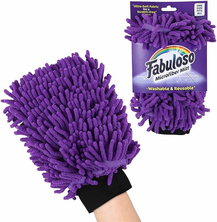 Fabuloso Microfiber Cleaning Mitt Glove, Lint-Free Scratch-Free Dusting and Washing for Furniture, Blinds, Baseboards, Shelves and Car Interior, One Size Fits All, Purple, 1 Count - Product Image