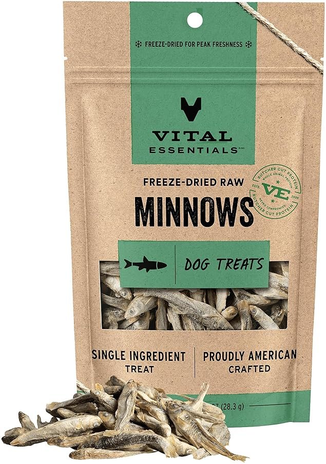 Vital Essentials Freeze Dried Minnows Dog Treats | Single Ingredient | Premium Quality | Grain Free Treats for Dogs, 1 oz Bag - Product Image