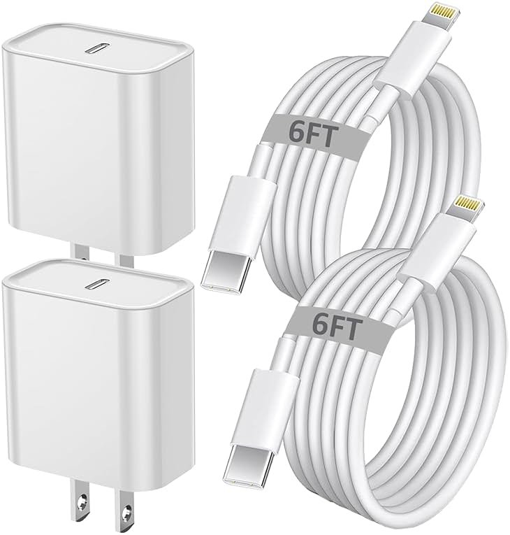 iPhone Fast Charger, iPhone Charger Fast Charging 2Pack PD 6FT Type C Quick USB C to Lightning Cable Cord Fast Charger iPhoneUSB C Wall Block Plug for iPhone14 13 12 11 Pro Max XR XS X, iPad, AirPods - Product Image