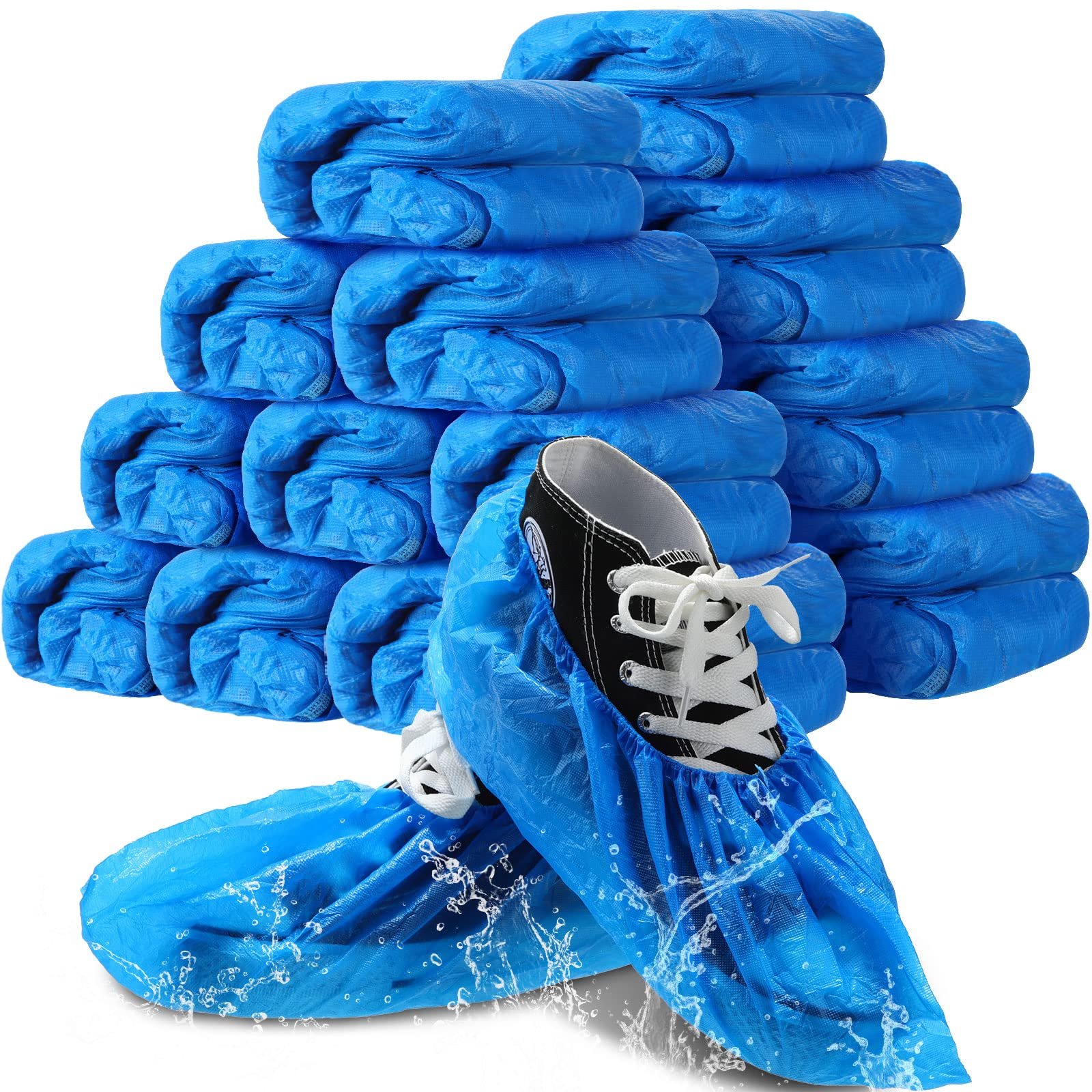 Vabean 1000 Pcs Disposable Shoe Covers Boot Cover Waterproof Nonslip Shoe Protector Covers for Indoor Carpet Floor Workplace Protection, One Size Fit Most (Blue) - Product Image