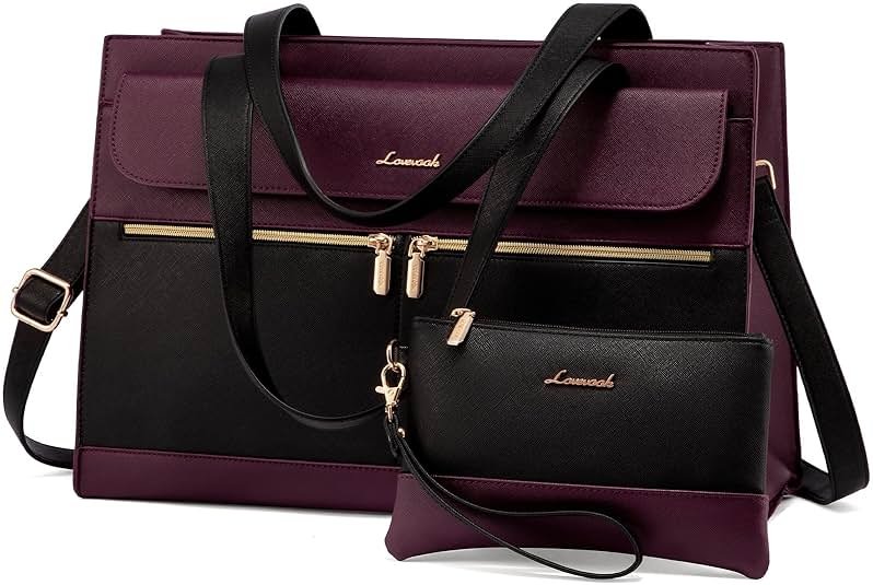 LOVEVOOK Laptop Bag for Women 15.6 Inch Tote Work Professional Leather Computer Briefcase Waterproof Handbag Shoulder Large Capacity Business Teacher Office Crossbody Purse - Product Image