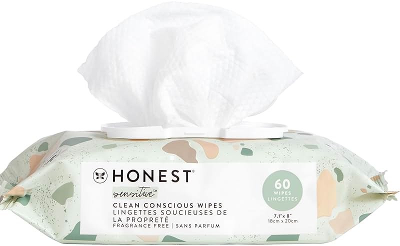 The Honest Company Hypoallergenic Multi-Use Baby Wipes for Sensitive Skin, Geo Mood, 60 Count - Product Image