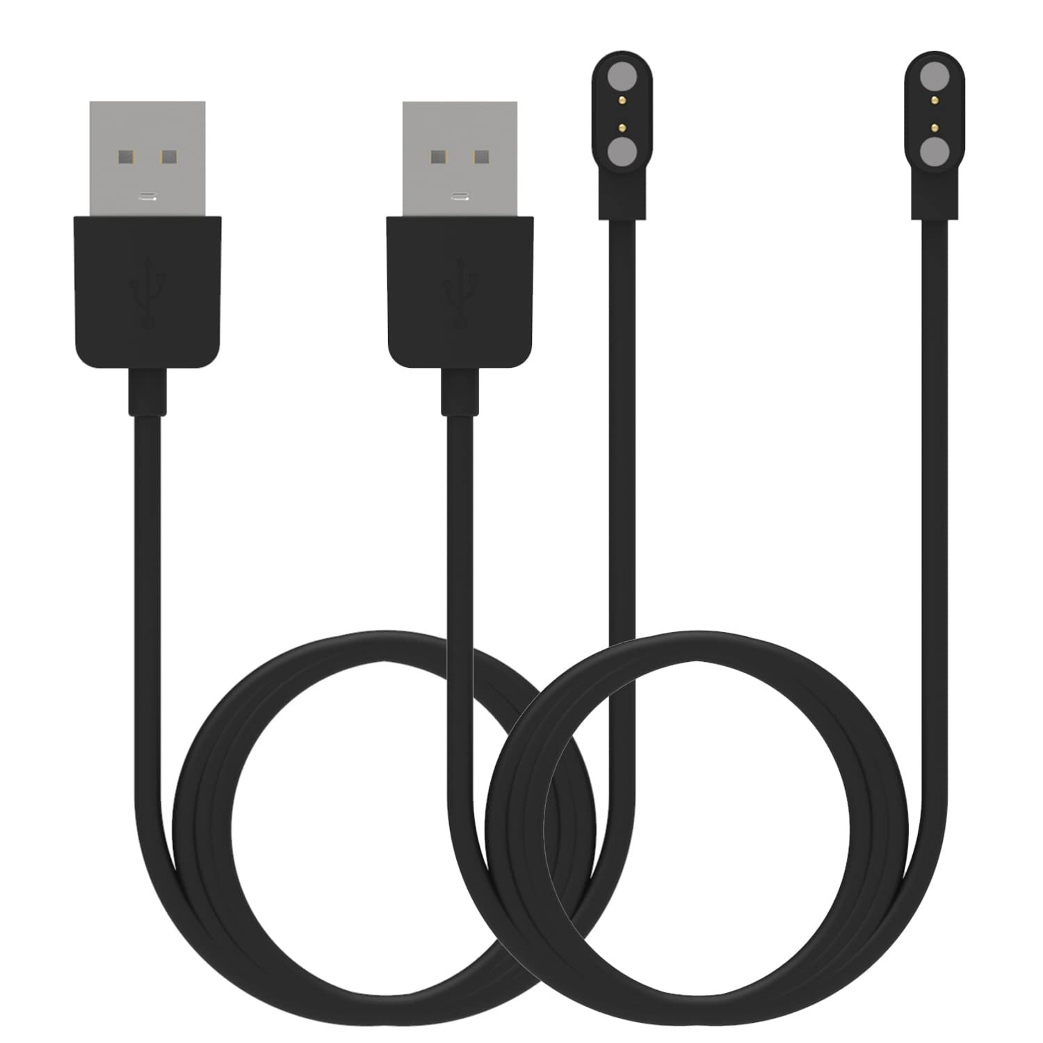 RuenTech Compatible with TOZO S7 S6 S5 S4 S3 S2 Smart Watch Charger, Replacement USB Charging Cable 3.3 Ft Charging Cord for TOZO S2 Pro/S2 44mm/S2 40mm Smart Watch (Black&Black) - Product Image