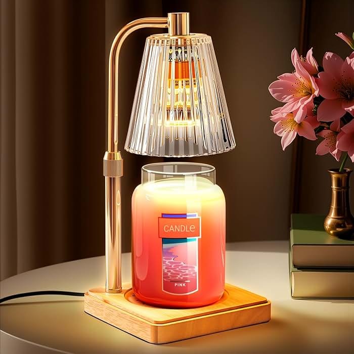 Marycele Candle Warmer Lamp with Timer & Dimmer - Mothers Day Gifts for Women Mom Her, Aesthetic Office Home Decor, Adjustable Height Wax Melter for Candle Jar & 3-Wick Candles (2 Bulbs Included) - Product Image