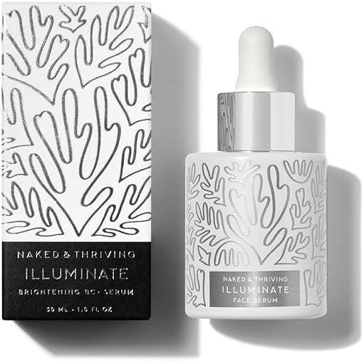 Naked & Thriving Illuminate BC+ Face Serum | Hyaluronic Acid, Vitamin C, Bakuchiol | Organic, Vegan, & Naturally-Derived Skin Care | For Mature Skin, Visible Spots and Wrinkles (1.0 fl oz/30 mL) - Product Image
