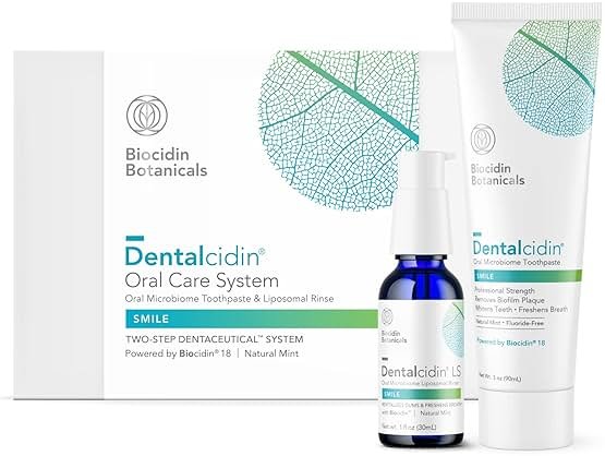 Biocidin Dentalcidin Oral Care System - Fluoride Free Toothpaste & Oral Rinse - 100% Plant-Based - Professional Strength Mouth Wash & Toothpaste for Adults (2 Piece Set) - Product Image