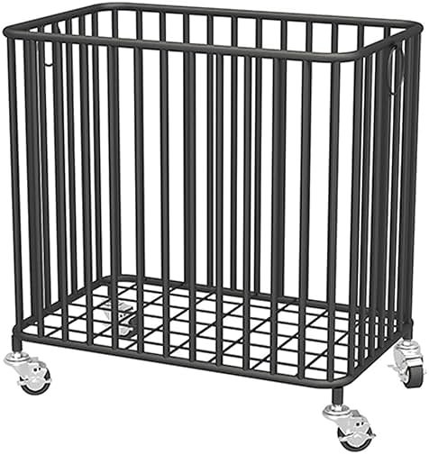 Easyars Rolling Laundry Hamper with Wheels,Large-size Metal Laundry Basket Cart,Clothes or Linen Storage Organize Hamper Bin for Living Room,Bathroom,Closet or Children Bedroom,Black - Product Image