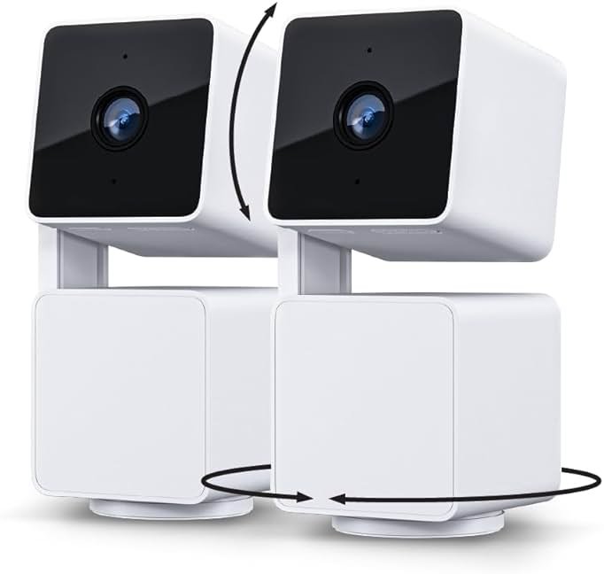 WYZE Cam Pan v3 Indoor/Outdoor IP65-Rated 1080p Pan/Tilt/Zoom Wi-Fi Smart Home Security Camera with Color Night Vision, 2-Way Audio, Compatible with Alexa & Google Assistant, White, 2-Pack - Product Image