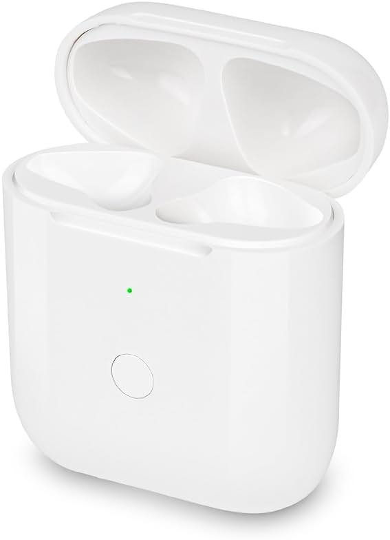 Wireless Charging Case Compatible with AirPods 1 & 2 Generation, Replacement Charger Case with Bluetooth Pairing Sync Button, White - Product Image