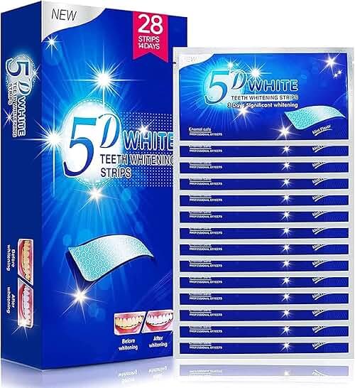 Teeth Whitening Strips, 28 Pcs Whitening Strips for Teeth Sensitive, Effective and Safe Whiting Stripes Reduced Sensitivity White-Strips, Helps Remove Smoking/Coffee/Soda/Wine Stain (14 Treatments) - Product Image
