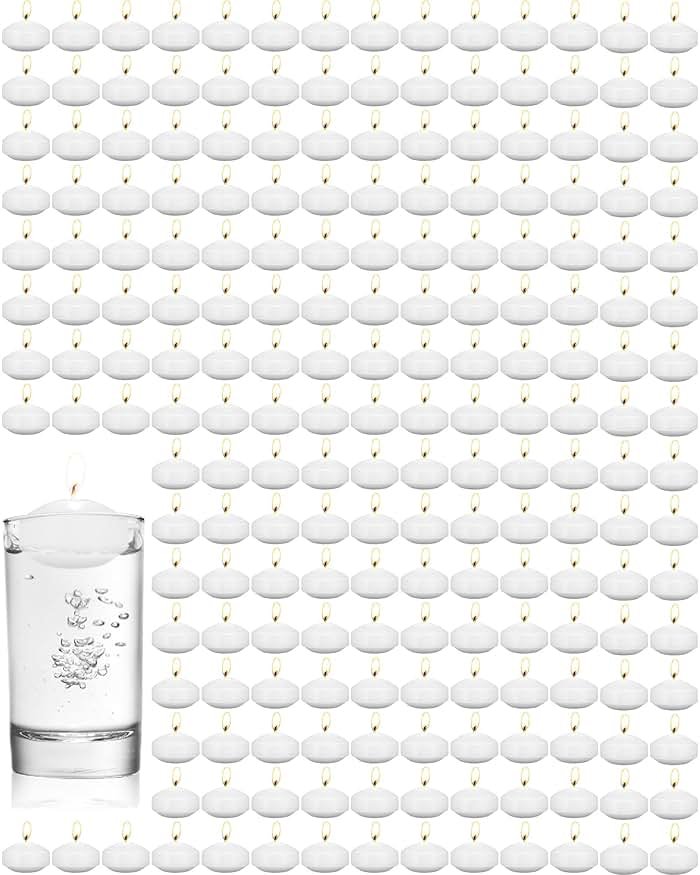 Qunclay 100 Pieces 1.65 Inch Floating Candles Unscented Dripless Tealight Candles Home Decorations Cute Elegant Candle Centerpieces at Wedding for Vases Party Accessories - Product Image