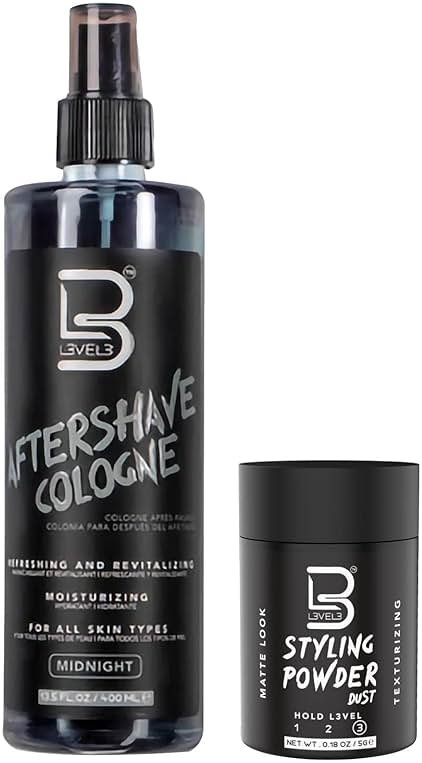 L3 Level 3 After Shave Spray Cologne - Softens Skin - Refreshes and Relieves Face and Skin - Styling Powder Included (Midnight) - Product Image