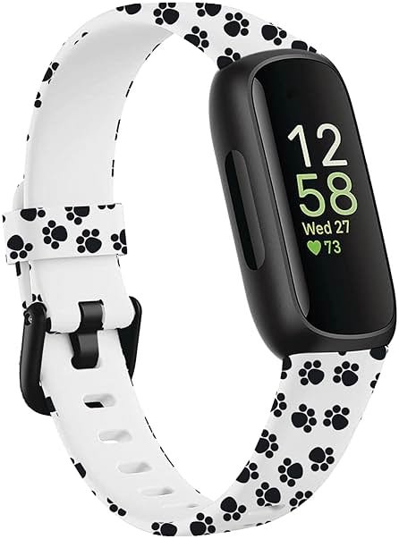 Intended for Fitbit Inspire 3 Bands Straps Printing Pattern Colorful Watch Band Wrist Strap Silicone Soft Sports Breathable Quick Fit Metal Replacement Wristband(Dog Claw) - Product Image
