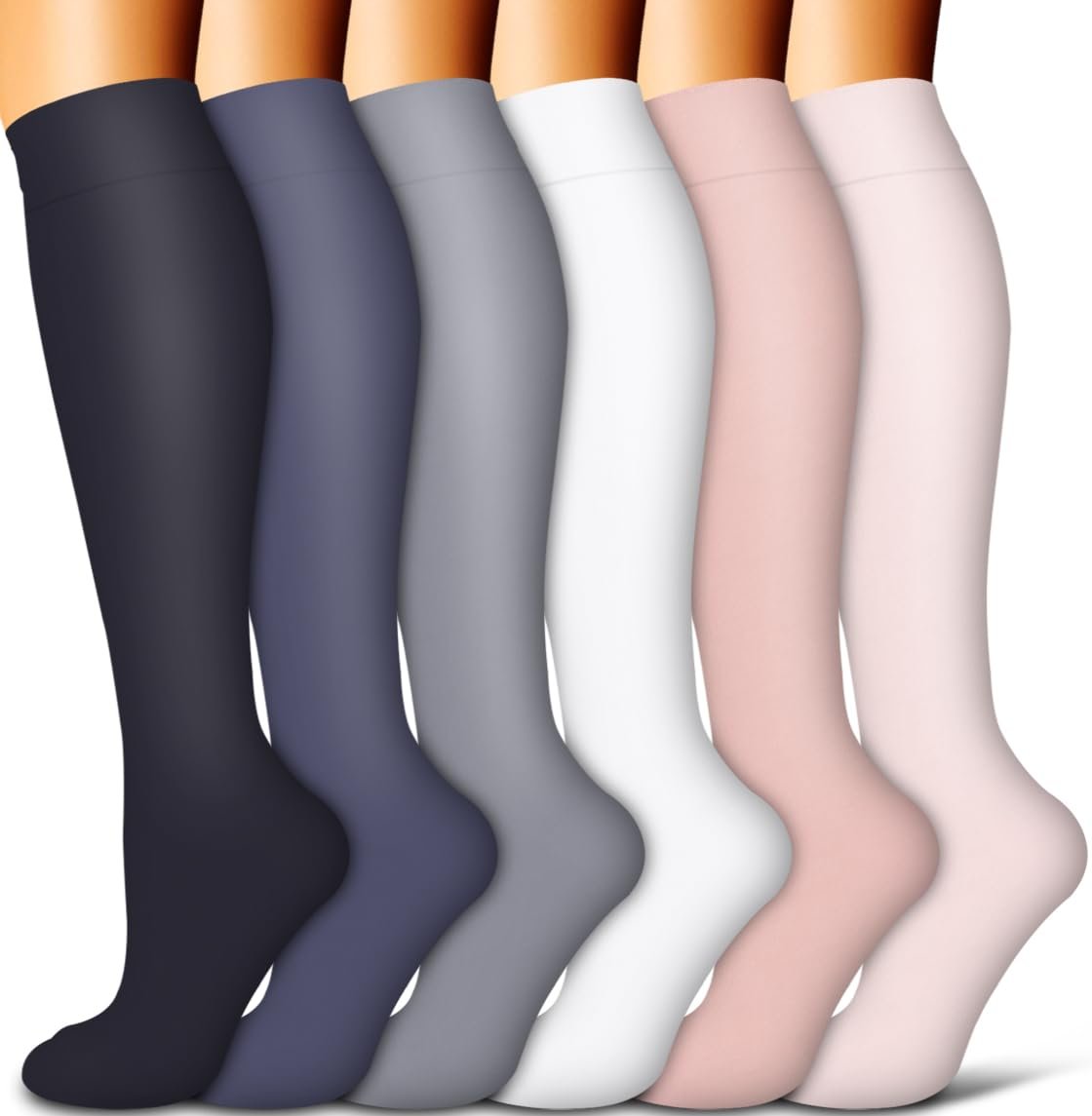 COOLOVER Copper Compression Socks for Women and Men(6 Pairs)-Best Support for Running, Athletic, Travel - Product Image