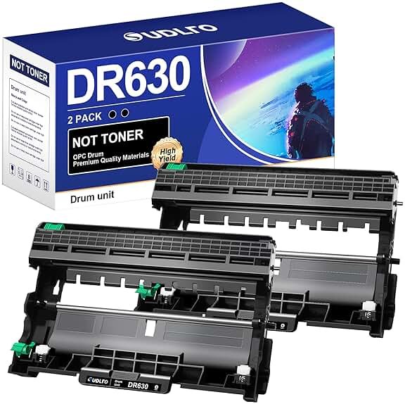 DR630 Drum (Not Toner) - Replacement Compatible for Brother DR-630 Drum Unit for Brother HL-L2300D HL-L2340DW HL-L2360DW HL-L2380DW DCP-L2540DW DCP-L2540DW MFC-L2705DW MFC-L2707DW Printer (2 Black) - Product Image