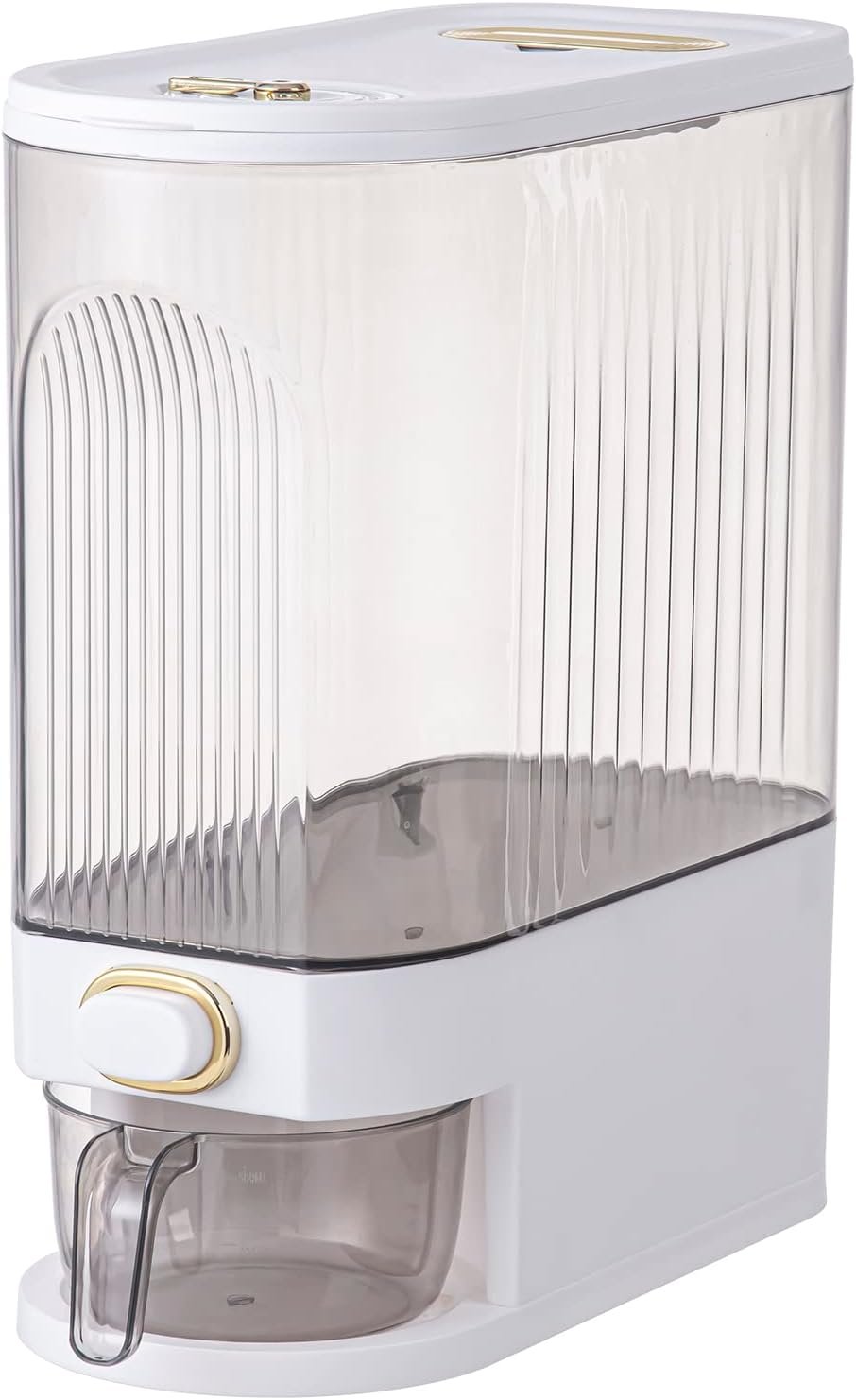 Sooyee Clear Rice Dispenser, Large Cereal Dispenser with Lid Time Scale, Measuring Cylinder Moisture Proof Airtight Food Dispenser Bucket for Rice, Corn,Coffee Bean,Grain,Soybean & Oatmeal - Product Image