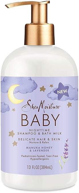 SheaMoisture Baby Shampoo & Bath Milk Manuka Honey & Lavender for Delicate Hair and Skin Nighttime Skin and Hair Care Regimen 13 oz - Product Image