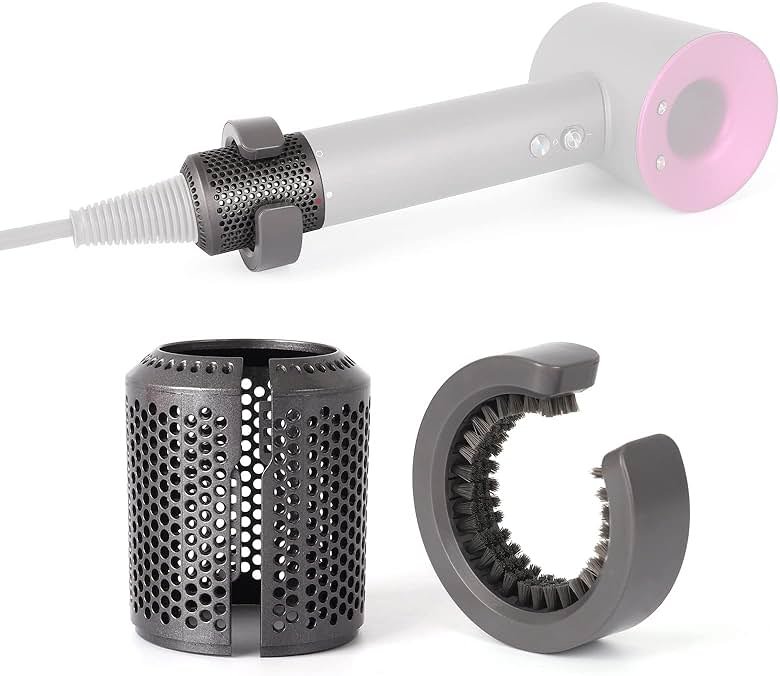 Upgraded Hair Dryer Filter Compatible with Dyson Supersonic HD01 HD03 HD08 Hair Dryer Attachment, Hair Dryer Outer Filter Repair Accessories with Filter Cleaning Brush(Metallic Gray) - Product Image