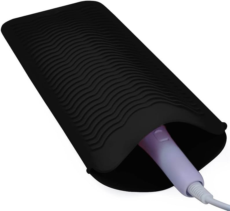 1Pack Silicone Heat Resistant Mat Pouch for Hair Straightener, Curling Iron, Flat Iron and Hot Hair Tools Black - Product Image
