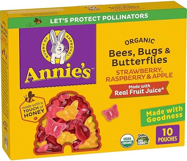 Annie's Organic Bees, Bugs, and Butterflies Fruit Flavored Snacks, 10 Pouches, 7 oz - Product Image