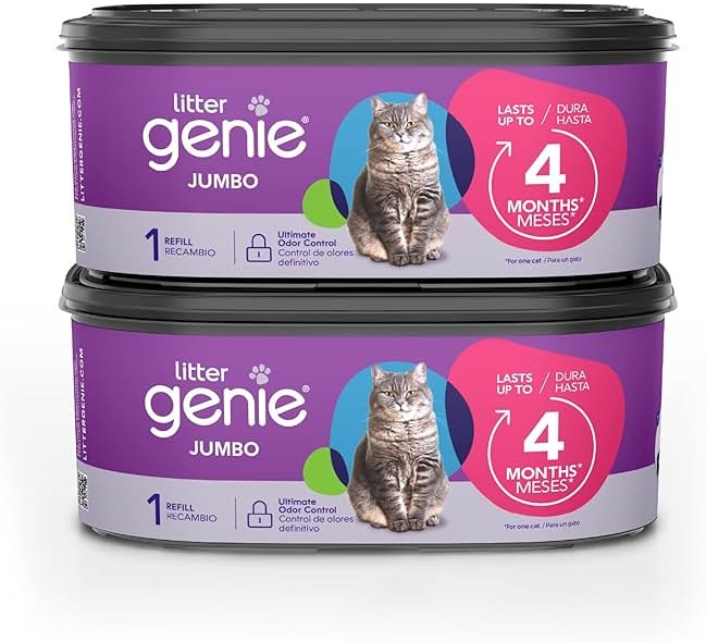 Litter Genie Refill Bags | Jumbo 2-Pack, 56 Total ft | Up to 8 Months of Supply in 2 cartridges | Ultimate Odor Control Cat Litter Bags - Product Image