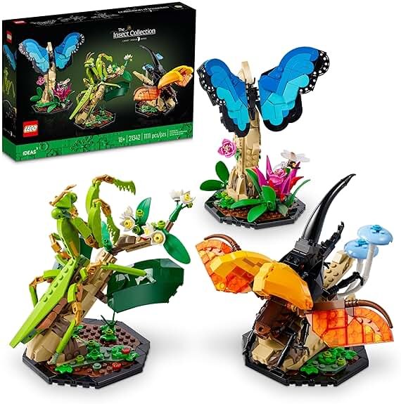 LEGO Ideas The Insect Collection, Fun Gift for Nature Lovers, with Life-Size Blue Morpho Butterfly, Hercules Beetle and Chinese Mantis Display Models, Bug Building Set and Nature Décor, 21342,18+ - Product Image