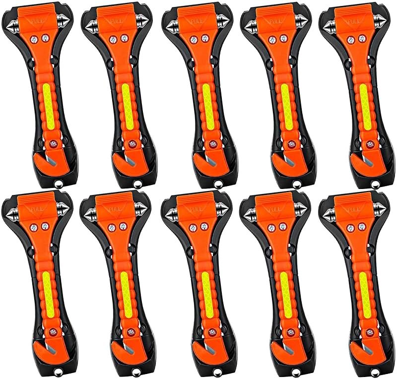 OUCPC 10 Pack Car Safety Hammer, Auto Emergency Escape Tool Car Window Glass Breaker and Seat Belt Cutter for Family Rescue, Car Life Saving Survival Kit - Product Image
