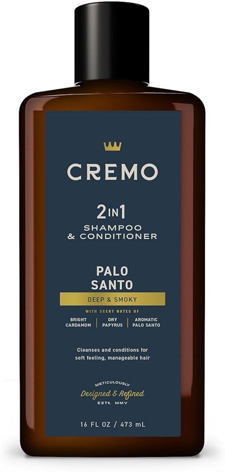 Cremo Palo Santo Barber Grade 2-n-1 Shampoo & Conditioner, Notes of Bright Cardamom, Dry Papyrus and Aromatic Palo Santo,16 Fl Oz - Product Image