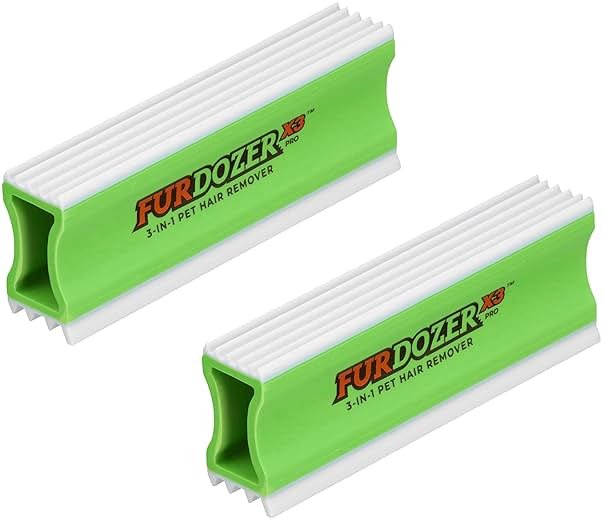 FurDozer Pet Hair Remover & Auto Detailing Tools - Cat & Dog Hair Remover for Carpets, Car Interiors, Couches, Bedding, & Pet Furniture (Green, (2 Pack) - X3 PRO) - Product Image