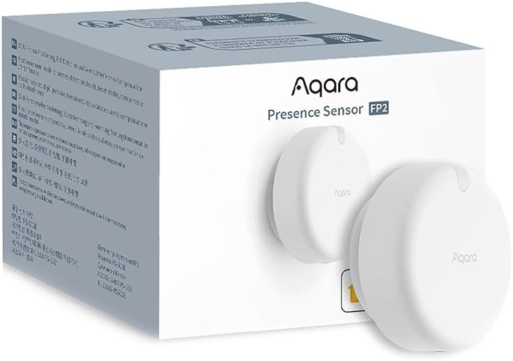 Aqara Presence Sensor FP2, mmWave Radar Wired Smart Motion Sensor, Zone Positioning, Multi-Person & Fall Detection, Supports HomeKit, Alexa, Google Home, and Home Assistant, 2.4 GHz Wi-Fi Required - Product Image