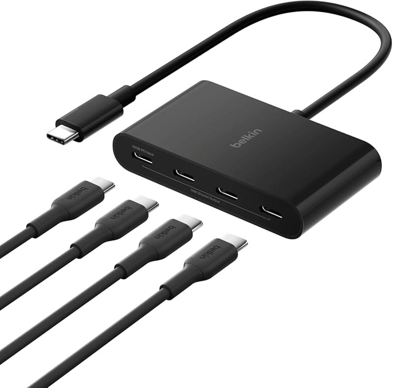 Belkin Connect 4-Port USB-C Hub - USB C Hub Multiport Adapter Dongle with 4 USB-C 3.2 Gen 2 Ports - High-Speed 10G Data Transfer for Laptop, MacBook, iPad, PC, and More - 100W PD - Product Image