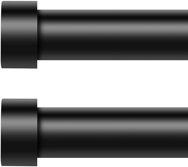 VOIIY 2 Pack Curtain Rods for Windows 48 to 84 Inch(4-7 Feet),Black 1'' Diameter Drapery Rods with End Cap Style Design,Modern Adjustable Heavy Duty Curtain Rod,Size:36''-88'' - Product Image