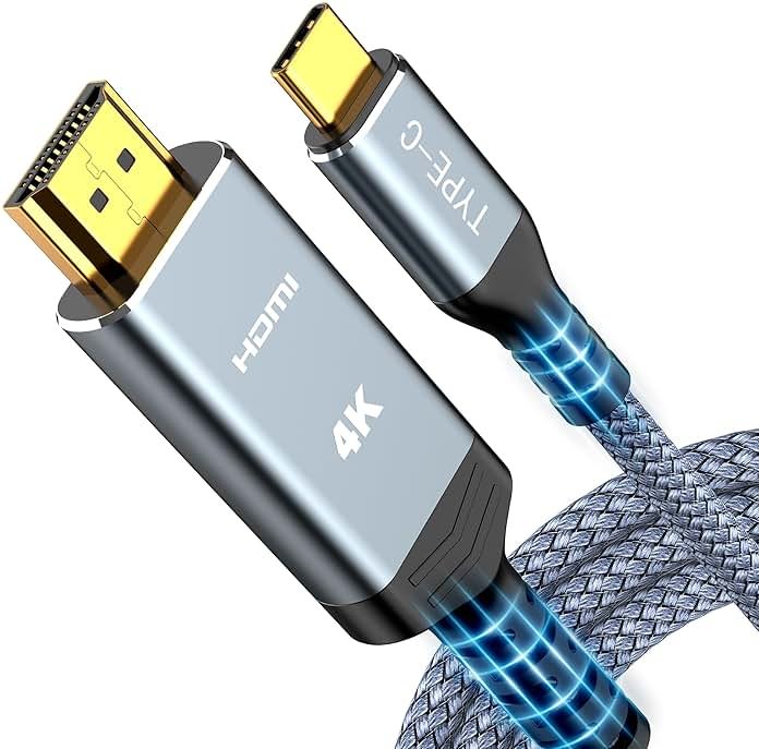 Highwings USB C to HDMI Cable 6.6FT(4K@60Hz), High Speed Type C to HDMI 2.0 Cord, [Thunderbolt 3/4 Compatible] with iPhone 16 Pro/15 Pro/Max, MacBook Pro/Air 2023, iPad Pro, Surface Book 2 - Product Image
