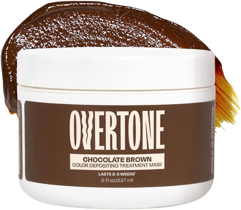 Overtone Semi Permanent Hair Color Conditioner, Chocolate Brown, 8 oz, Nourishing, Damage-Free, Color Depositing Mask for All Hair Types with Shea Butter & Coconut Oil, Vegan & Cruelty-Free - Product Image