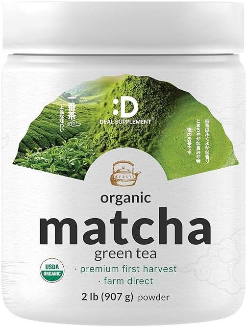 Organic Matcha Green Tea Powder, 2 lb (907g) | First Harvest, Culinary Grade | Japanese Sourced Cafe Mix | Zero Sugar, Keto Friendly, Non-GMO, Vegetarian - Product Image