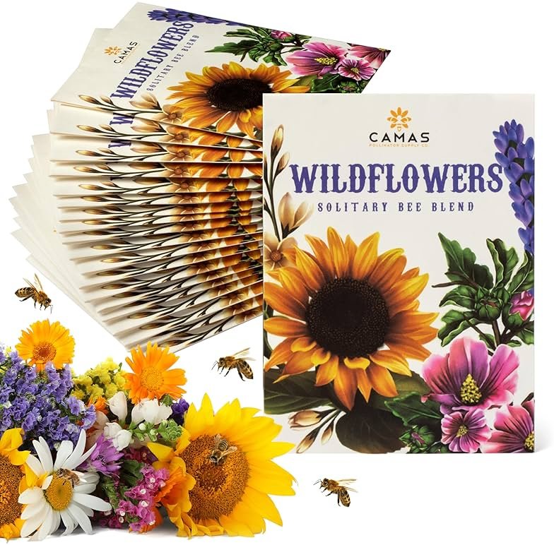 Camas- Pollinator Wildflower Seed Packets - (20) Party Favors to Attract Bees, Butterflies, and Hummingbirds to Your Plant and Flower Garden-Annual Wildflower Mix - Product Image