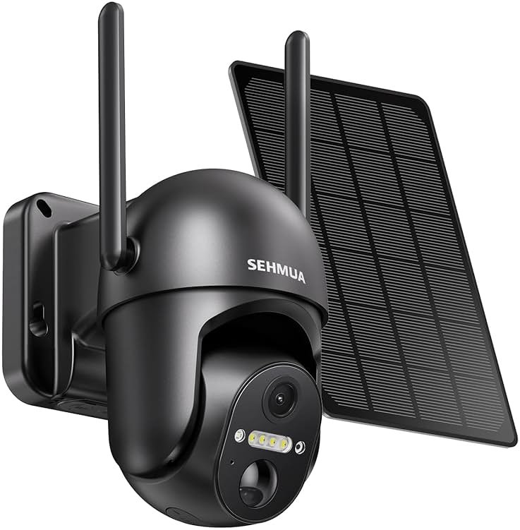 SEHMUA Solar Security Cameras Wireless Outdoor, 2K 360° View Battery Powered Outdoor Camera, WiFi Home Security with Spotlight Color Night Vision, PIR Sensor - Product Image