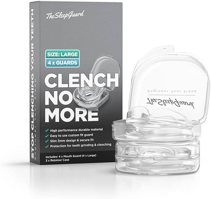 TheSleepGuard Mouth Guard for Clenching Teeth at Night [Pack of 4, Large Size - Men] – Custom Night Guards for Teeth Grinding – Nighttime Protection During Sleep for Adults - Product Image