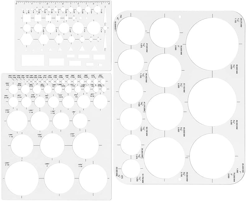Tamaki Circle Template Circle Round Stencil Templates for Drafting for Office and School Building Formwork Drawings Templates, Large and Small Size, 3 Pack - Product Image