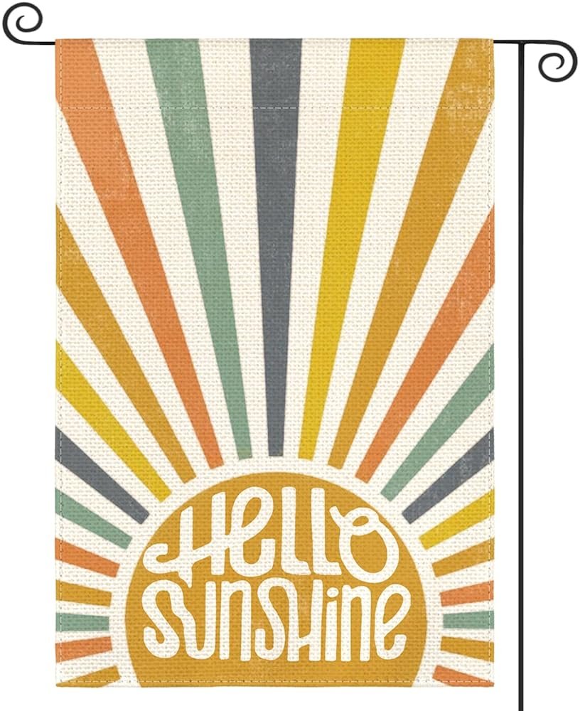AVOIN colorlife Hello Sunshine Classic Garden Flag 12x18 Inch Double Sided Outside, Summer Party Holiday Burlap Yard Outdoor Decoration - Product Image