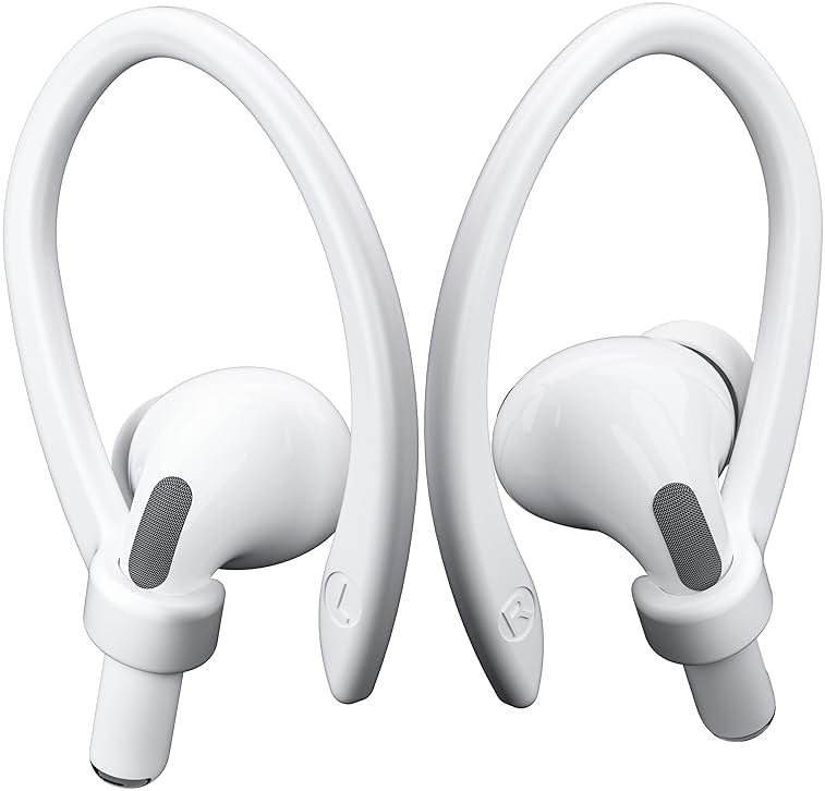 ICARERSPACE 2 Pairs AirPods Ear Hooks for AirPods Pro 2, Pro, 4, 3, 2 & 1 - Upgraded Anti Slip Sports Clip Hooks - White - Product Image